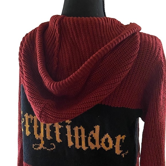 Harry Potter GRYFFYINDER Cardigan Knit Hooded Sweater Women’s Size Mediu… - Picture 2 of 11